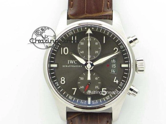MIROTIME 0303 Original Pilot IW326803 SS MK 1:1 Best Edition Black Dial on Brown Leather Strap MIYOTA 7146